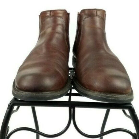 Johnston Murphy Cardell Leather Chelsey Ankle Boots Mens Brown 8M Side Gore - Picture 2 of 10